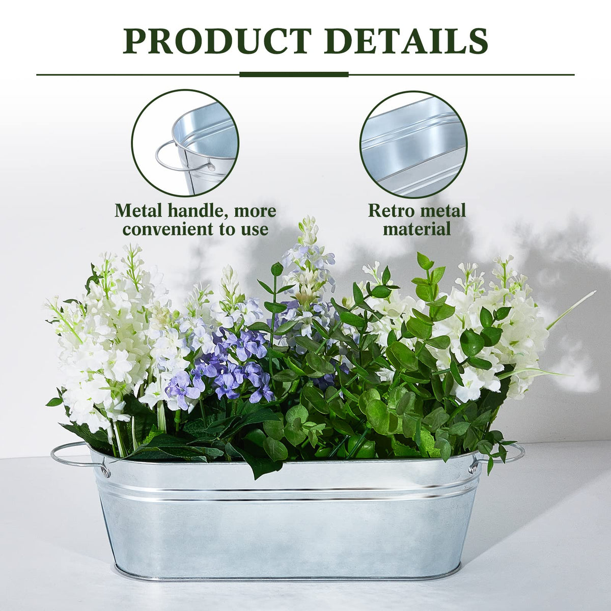 Gejoy rustic silver planter on windowsill adds farmhouse charm