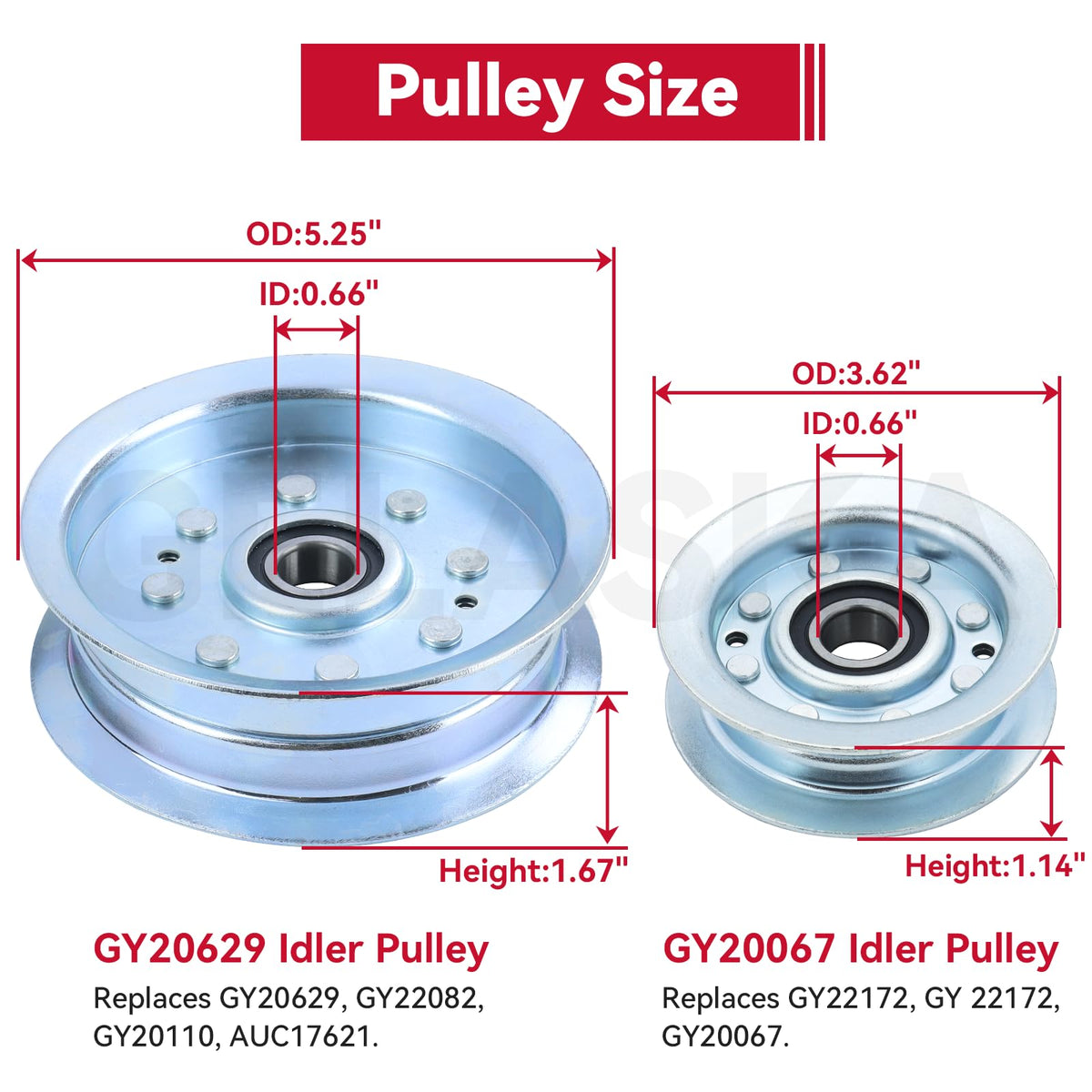 Gelaska idler pulley kit image shows included M10 flanged nuts for quick setup.