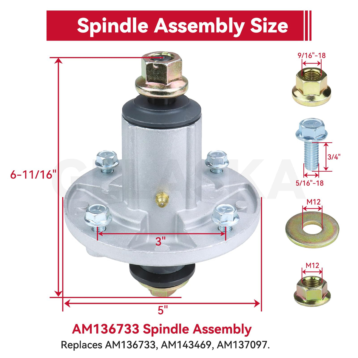 GELASKA John Deere X300 spindle compatibility ensures proper fit
