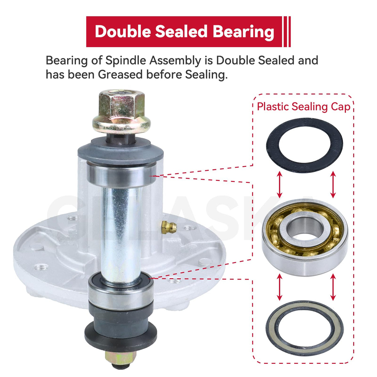 GELASKA Z225 EZtrak spindle compatibility for dependable mowing