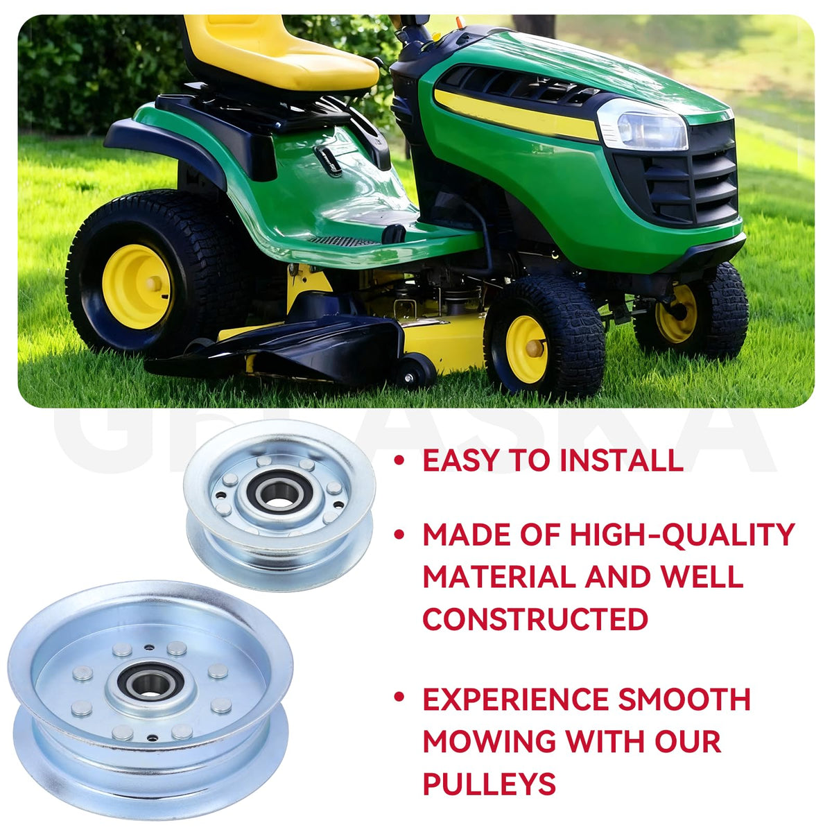 GELASKA packaging image shows two pulleys and two M10 nuts.