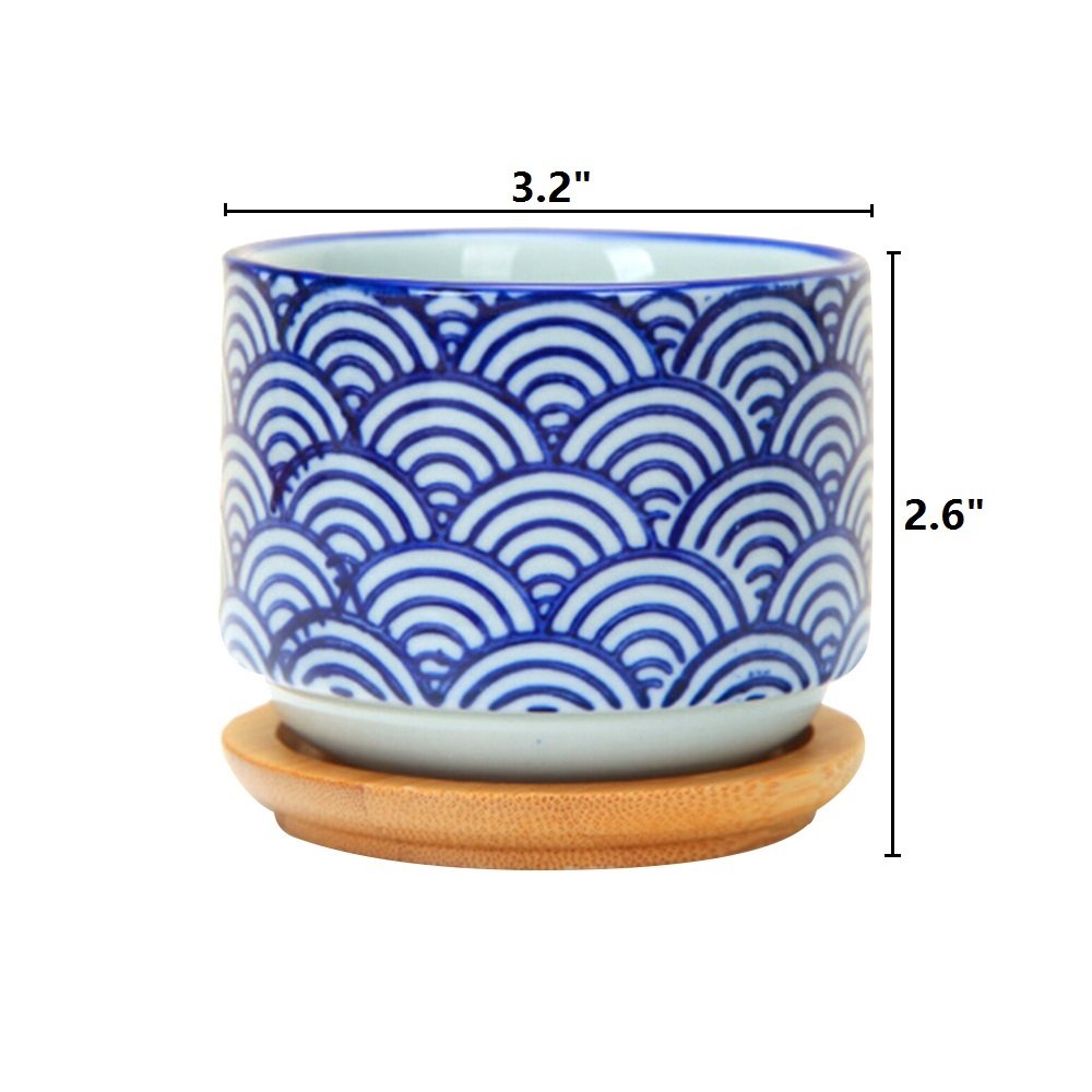 GeLive drainage hole pot with removable bamboo tray