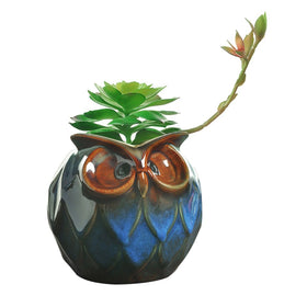 gelive blue owl planter supports small plants with drainage