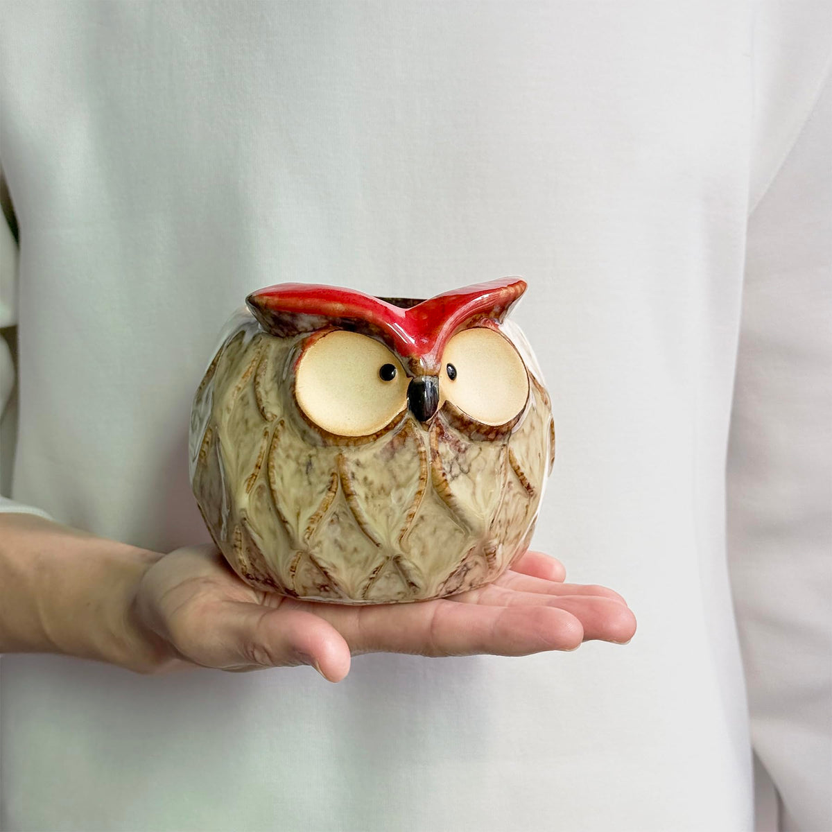GeLive owl ceramic planter suits shelves, patios, and windowsills.