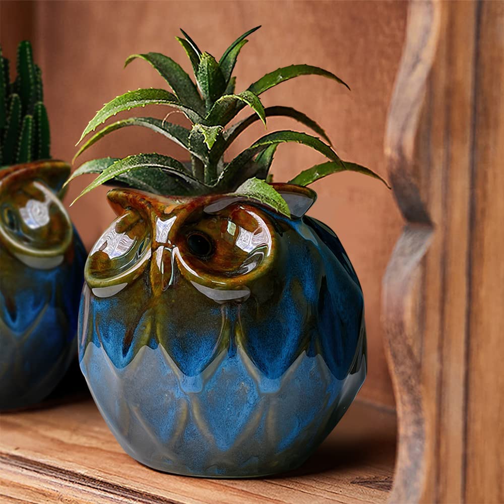 gelive glazed owl planter creates charming plant arrangements