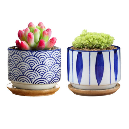 GeLive wave-pattern ceramic succulent pot for desk or shelf