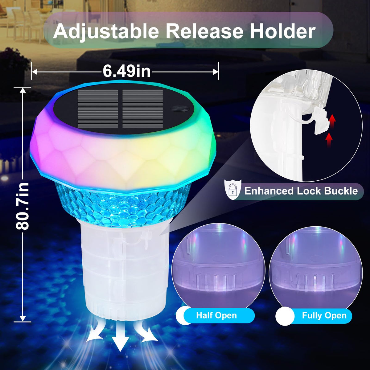 Gemce floater holds four 3-inch tablets for balanced chlorine release.