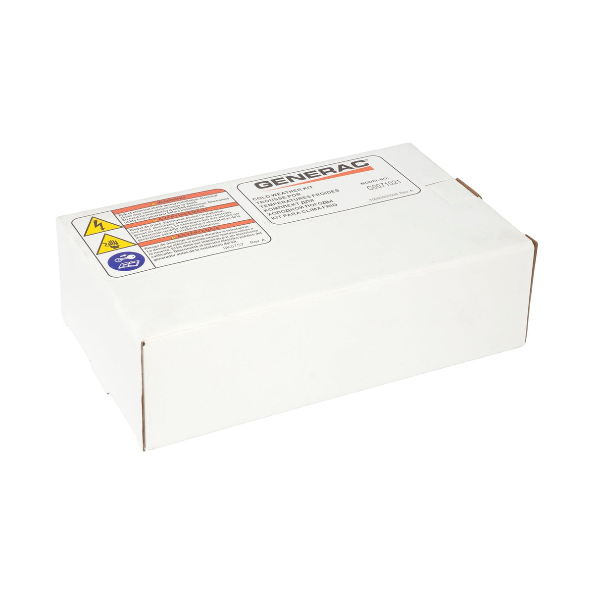 Generac 7102 oil heater kit installed on a generator for cold-weather starts.