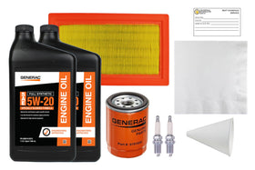 Generac maintenance kit oil bottle showing synthetic lubricant for reliable service.