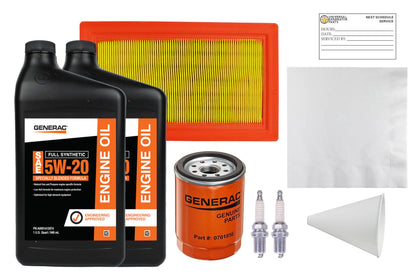 Generac maintenance kit oil bottle showing synthetic lubricant for reliable service.