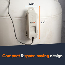 Generac monitor mounted on LP tank with magnetic back for easy installation.