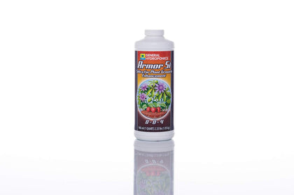 General Hydroponics Armor Si bottle enhances plant structure and resilience.