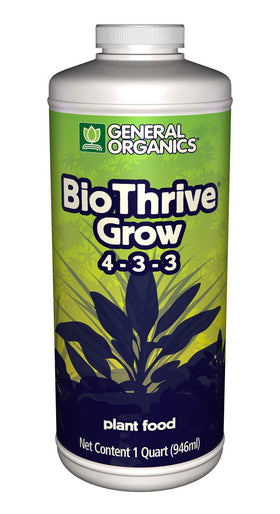 General Hydroponics BioThrive Grow bottle boosts robust root and foliage growth.