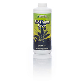 General Hydroponics BioThrive Grow label highlights the 4-3-3 nutrient ratio.