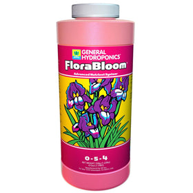 General Hydroponics FloraBloom bottle pour enabling precise flowering-stage feeding.