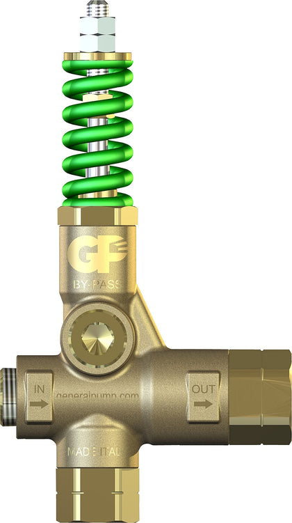 General Pump trapped pressure unloader valve closeup showing reliable 21 GPM at 4050 PSI for pressure washers.