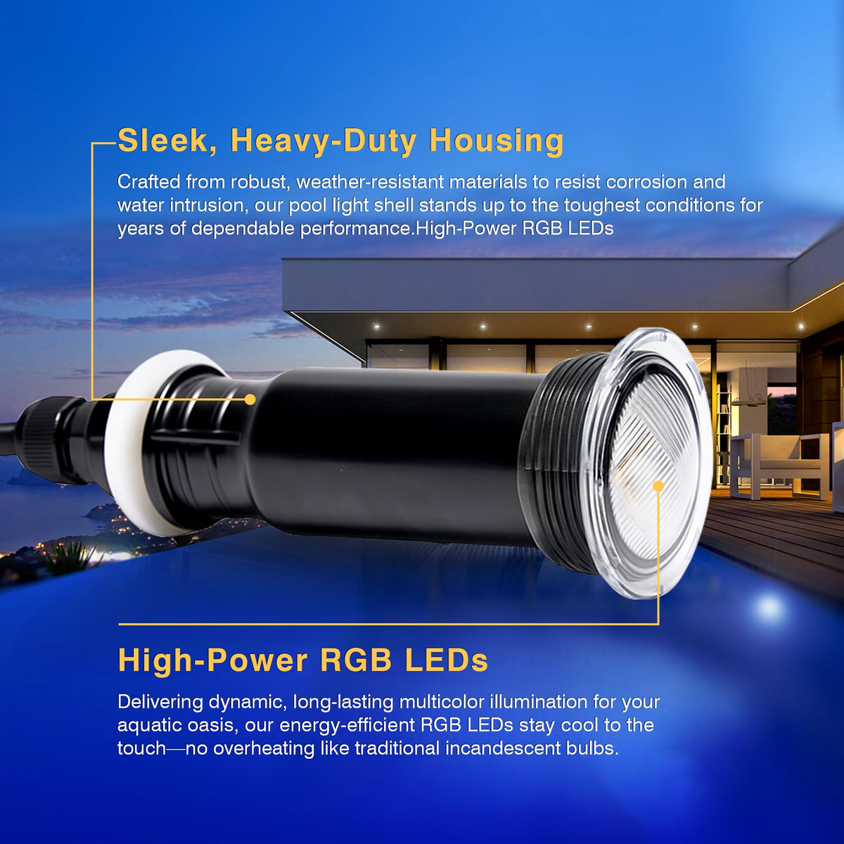 Generalman IP68 sealed pool light built for year-round underwater use.