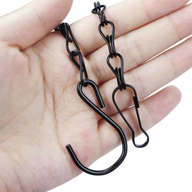 Generic 10-pack black hanging chains with hooks securing a planter outdoors for secure outdoor display