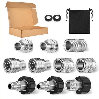 Generic 10-piece quick-connect kit stored in a durable bag for easy access.