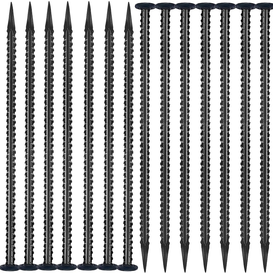 Generic 16-inch rebar stake in use provides sturdy ground anchoring for outdoor setups.