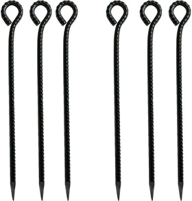 Generic 16-inch rebar stake with ground anchor for secure outdoor setups.