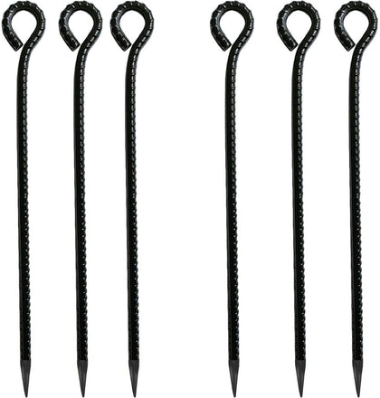 Generic 16-inch rebar stake with ground anchor for secure outdoor setups.