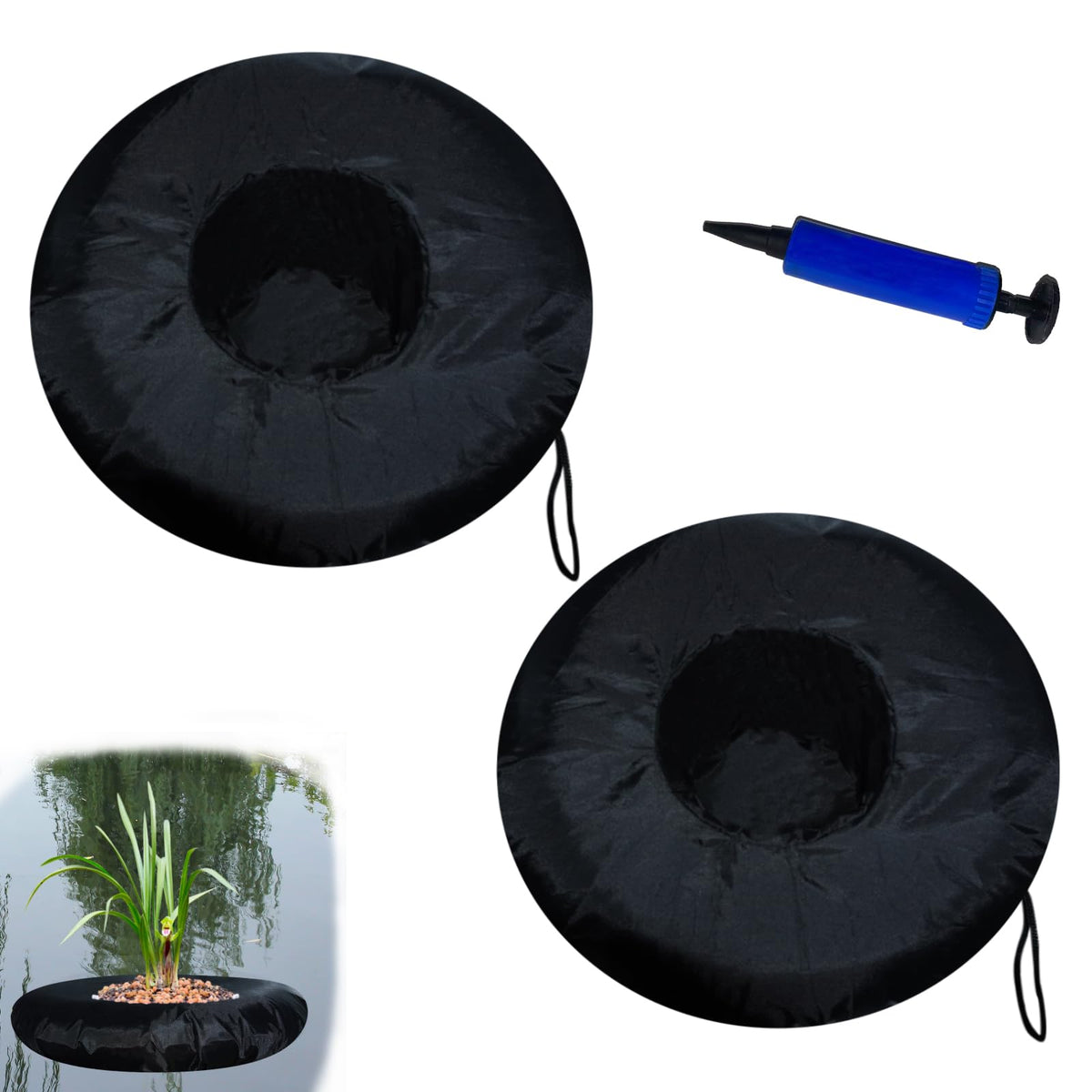Generic 2-pack fabric floating plant pots on water for easy pond decoration