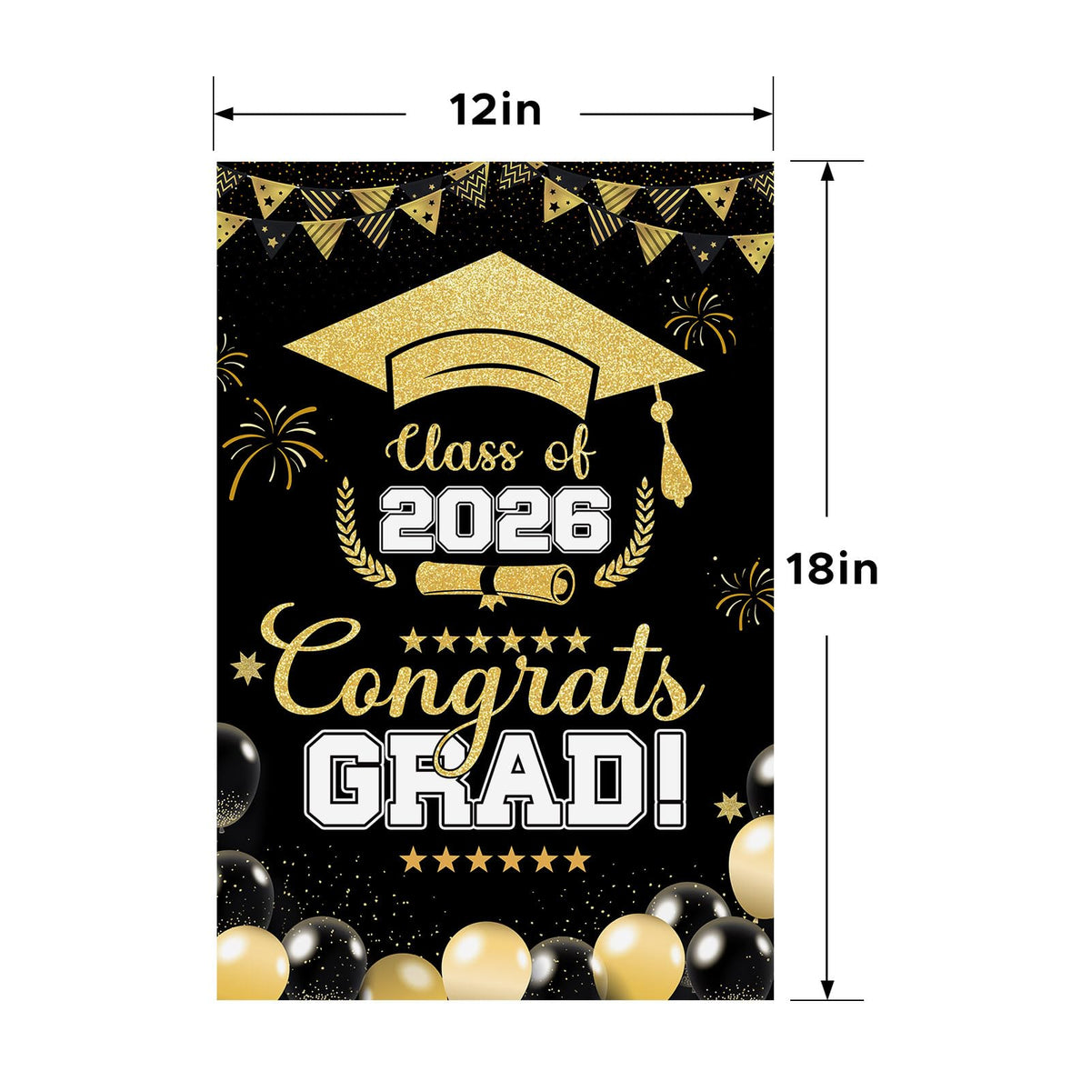 Generic 2026 Graduation Flag diploma cap back view showing double-sided readability.