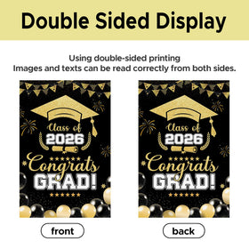 Generic 2026 Graduation Flag double-sided design visible from multiple angles.