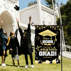 Generic 2026 Graduation Flag party backdrop ideal for photo ops and gatherings.
