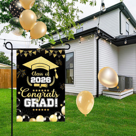 Generic 2026 Graduation Flag porch banner setup for backyard celebrations.