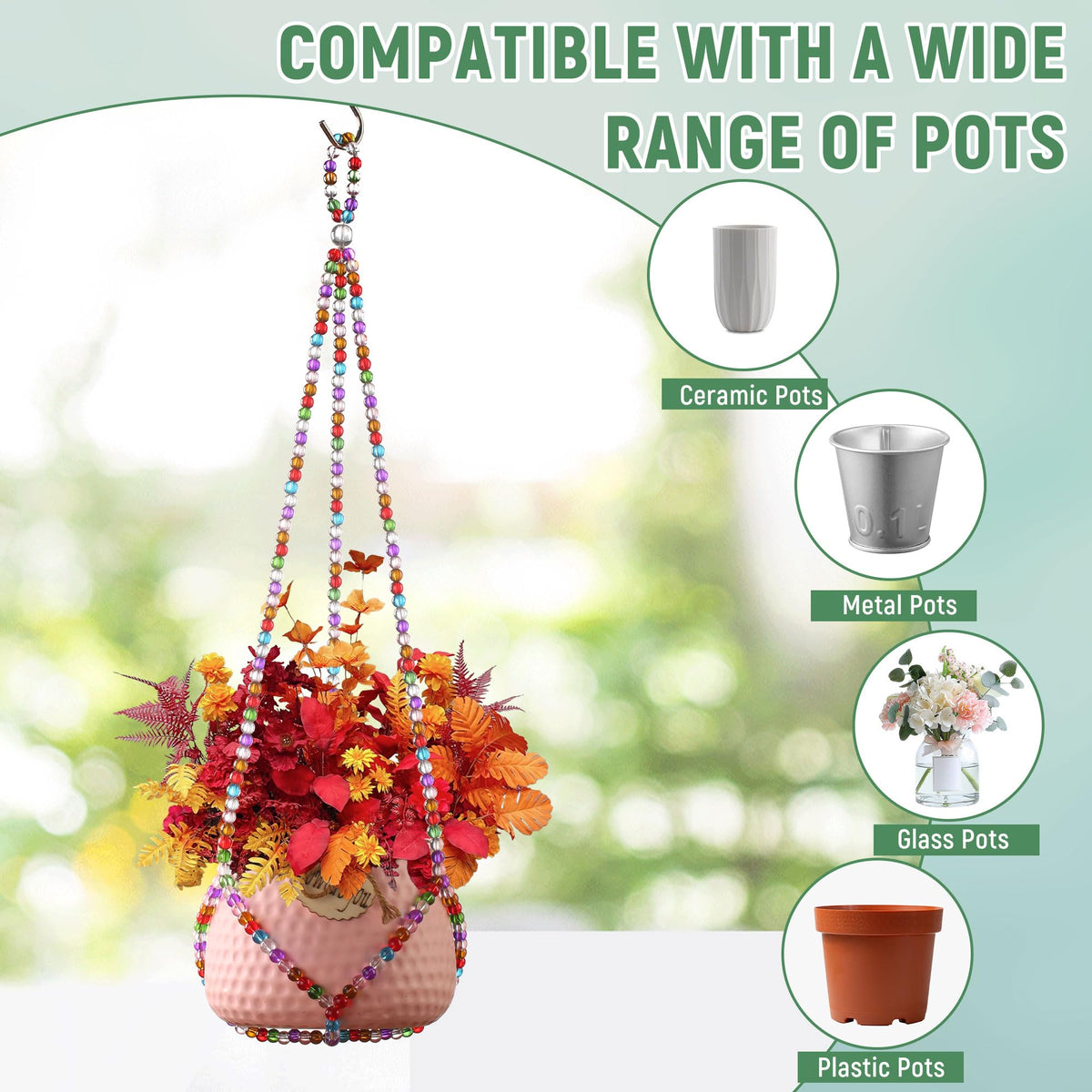 Generic 21 inch indoor plant hanger fits lightweight pots.