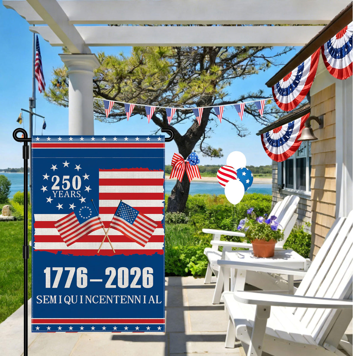 Generic 250th Anniversary USA flag care-friendly fabric, machine washable