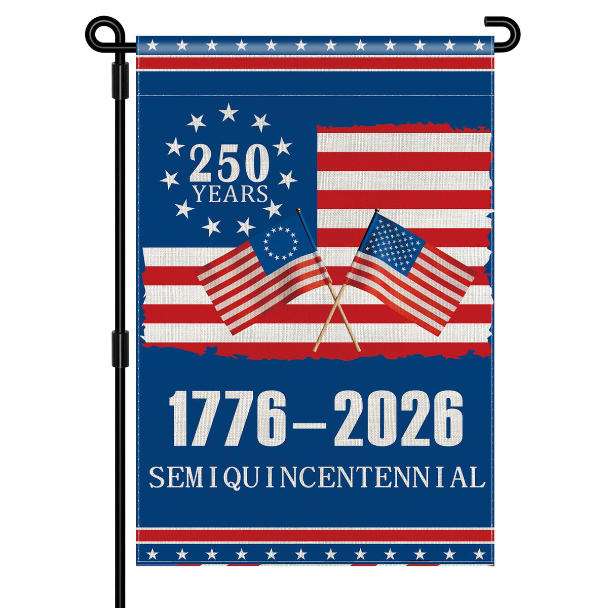 Generic 250th Anniversary USA flag front view for outdoor display, bold colors