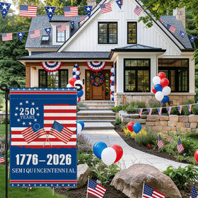 Generic 250th Anniversary USA flag weatherproof fabric withstands outdoor conditions
