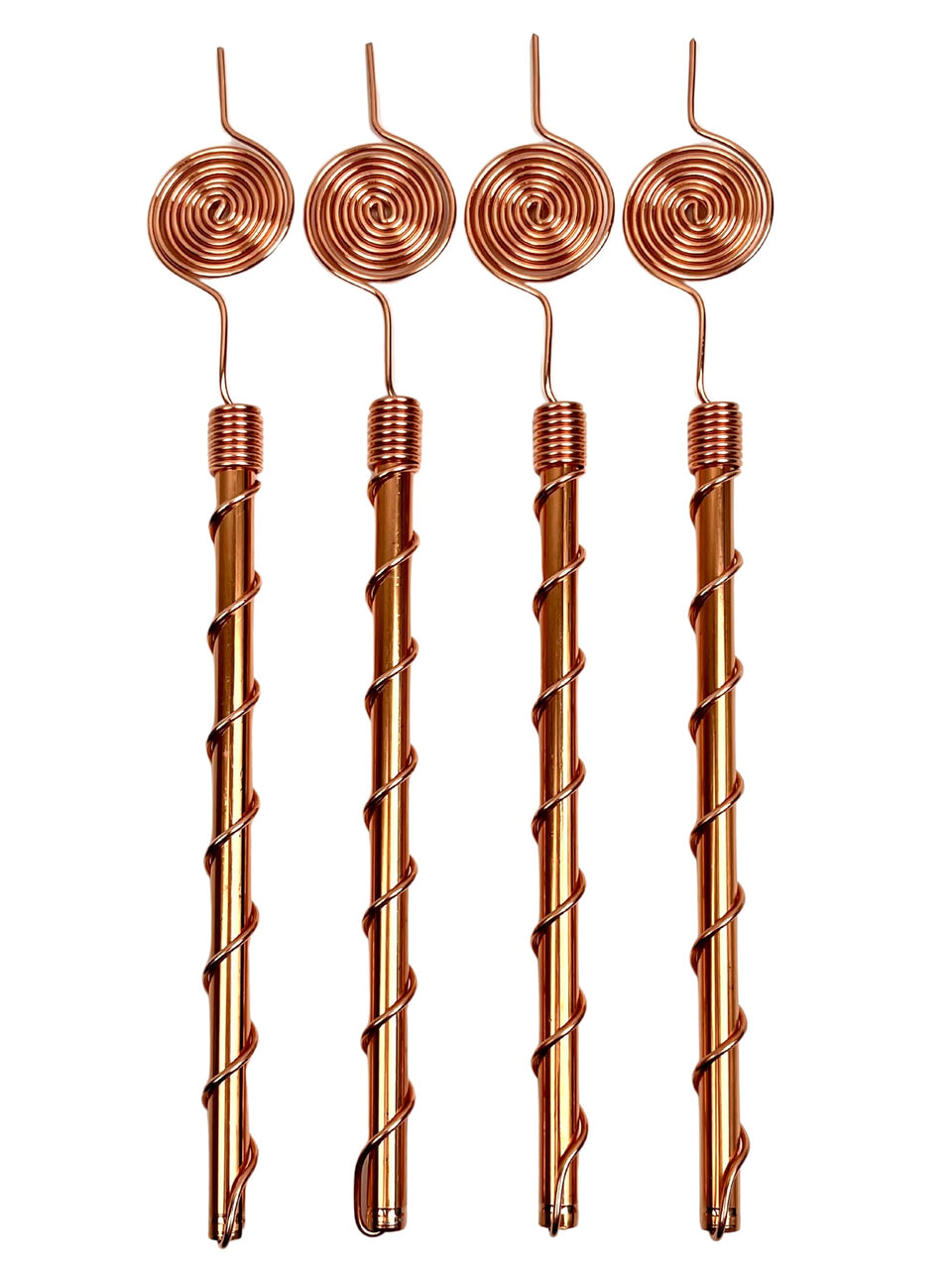 Generic 369 spiral copper antenna front view for organic plant growth and energy flow