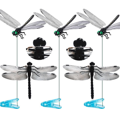 Generic 3D dragonfly stake with red wings adds vibrant border detail and deters pests
