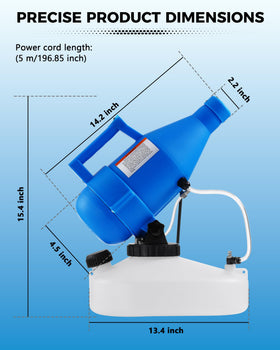 Generic 4.5L fogger with 30ft range covers large areas efficiently