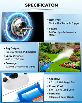 Generic 4.5L fogger lock-on feature enables continuous spraying