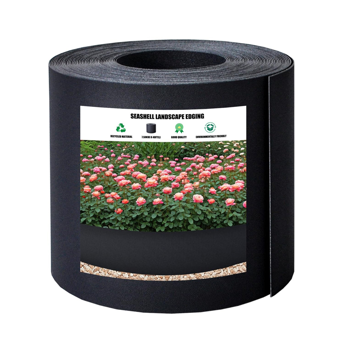 Generic 40ft edging dark gray close-up texture highlighting durable, weather-resistant plastic