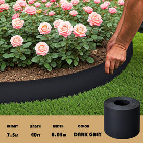 Generic 40ft edging dark gray installation demonstrates easy, tool-free setup
