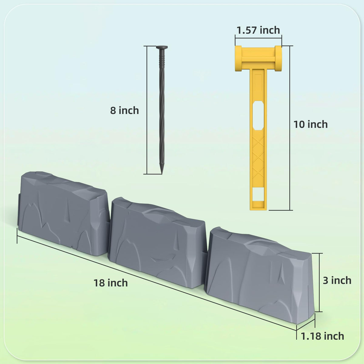 Generic 48 pieces 8-inch spikes secure the edging for a stable garden border.
