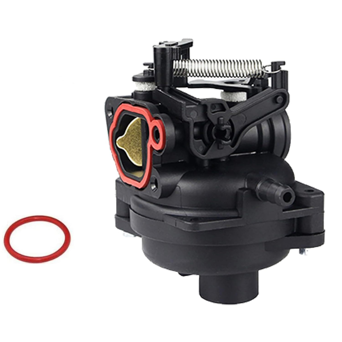 Generic 594058 carburetor close-up for Briggs and Stratton mowers provides precise fuel mixing.