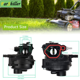 Generic 594058 carburetor side view highlights mounting compatibility with Briggs and Stratton models.