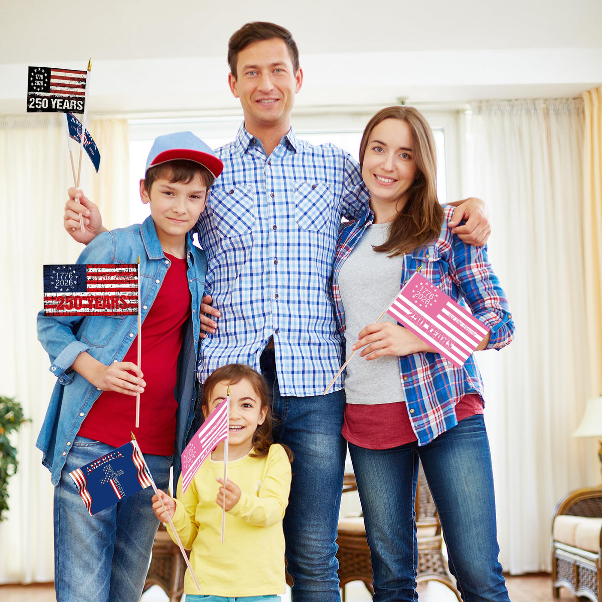 Generic 6-pcs 250-year flag set for indoor decoration and classroom projects