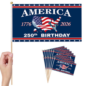 Generic 6-pcs 250-year flag sticks for outdoor display, ideal for parades and lawn decor