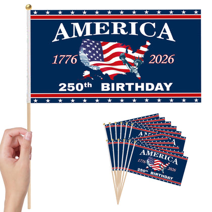 Generic 6-pcs 250-year flag sticks for outdoor display, ideal for parades and lawn decor
