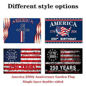 Generic 6-pack 250th anniversary stick flags closeup highlighting colors and craft