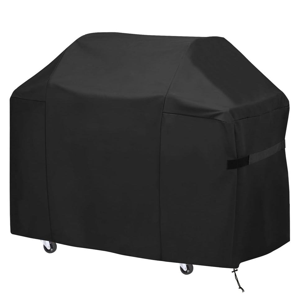 Generic 70 inch grill cover protects Weber Genesis 400 Series from rain and sun.