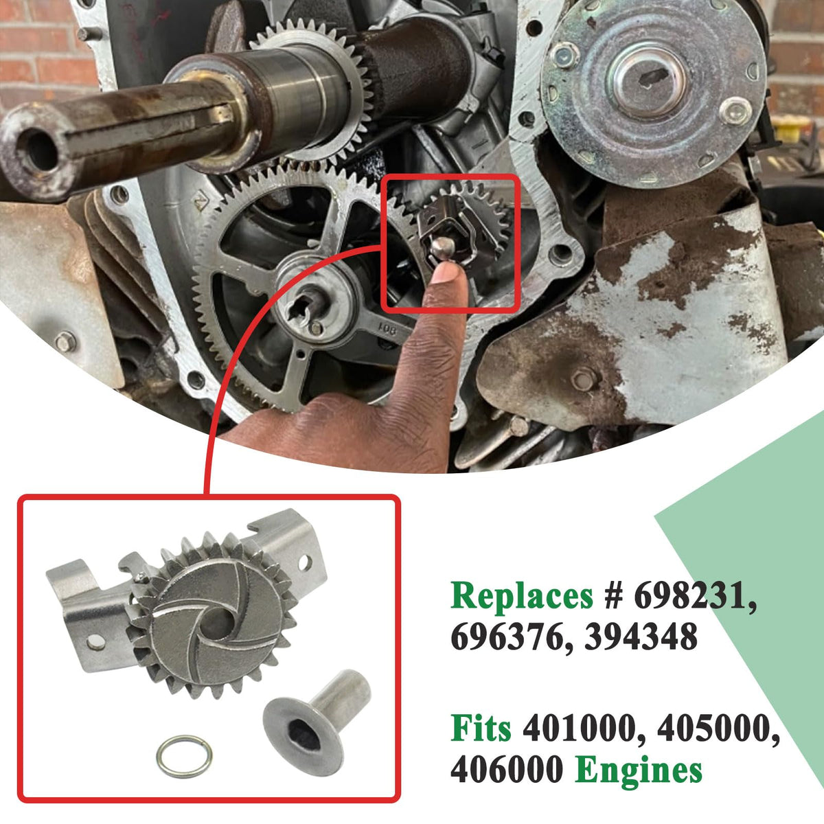 Generic 793338 governor gear mounted on engine for stable RPM